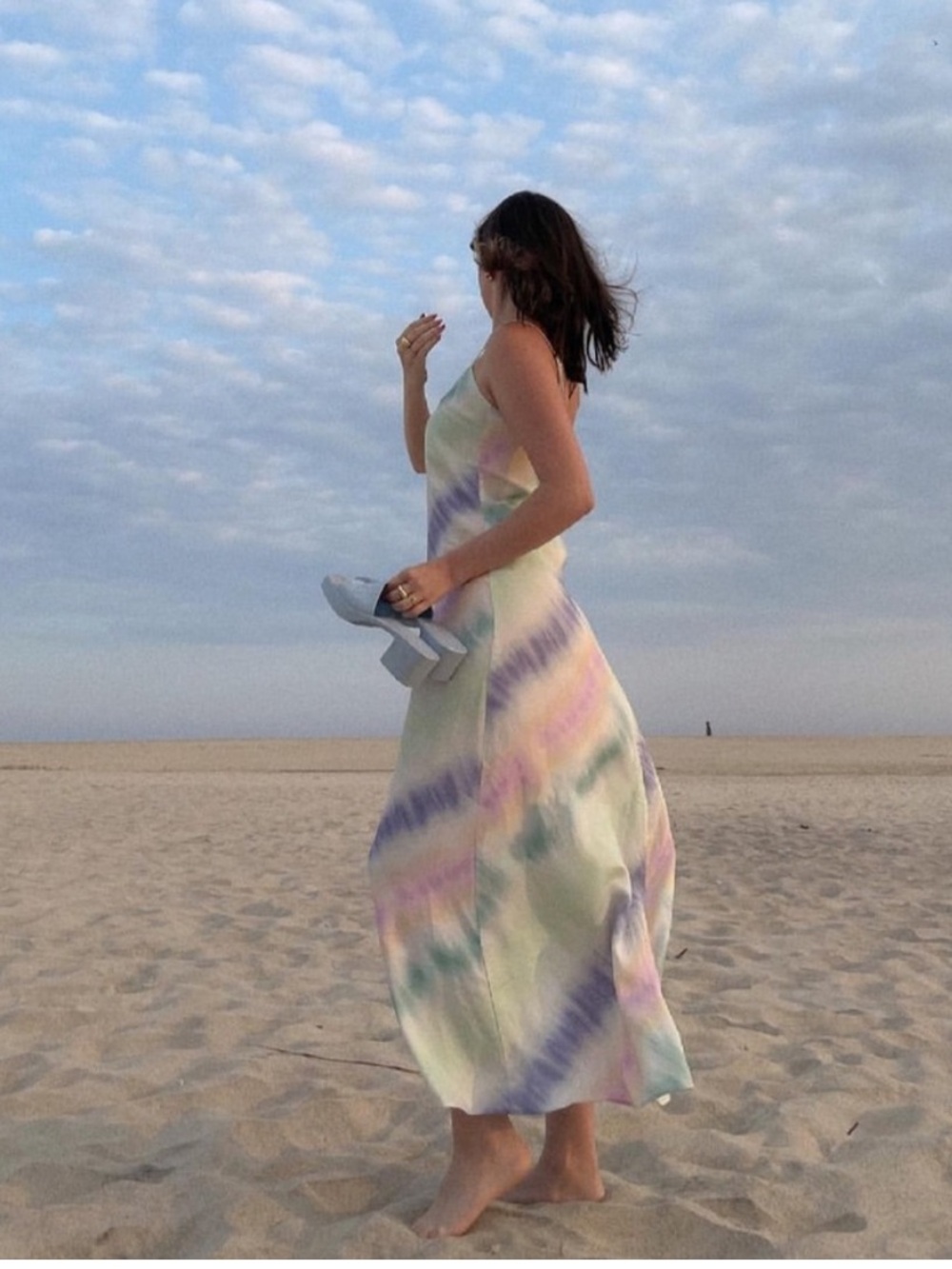 Zara Pastel Rainbow Tie-Dye Slip Dress XS